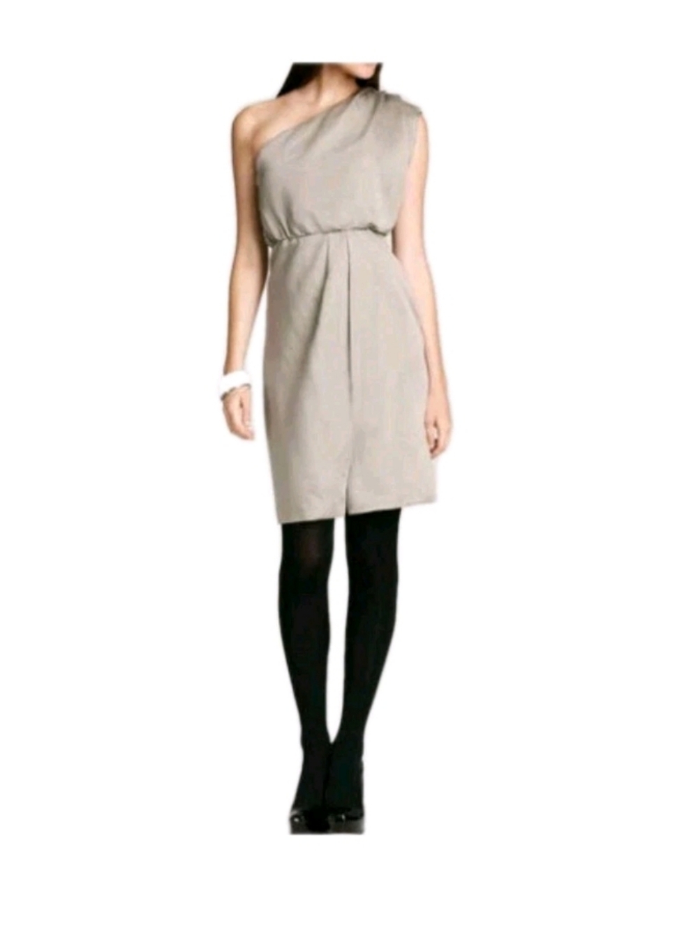 French Connection Smokey Gray Ella One Shoulder Dress Msrp $268.00